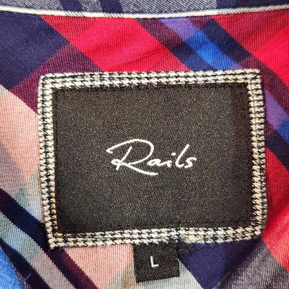 Rails Hunter Plaid Red Blue Flannel Button Shirt  Womens Large Farm Western - Picture 6 of 7